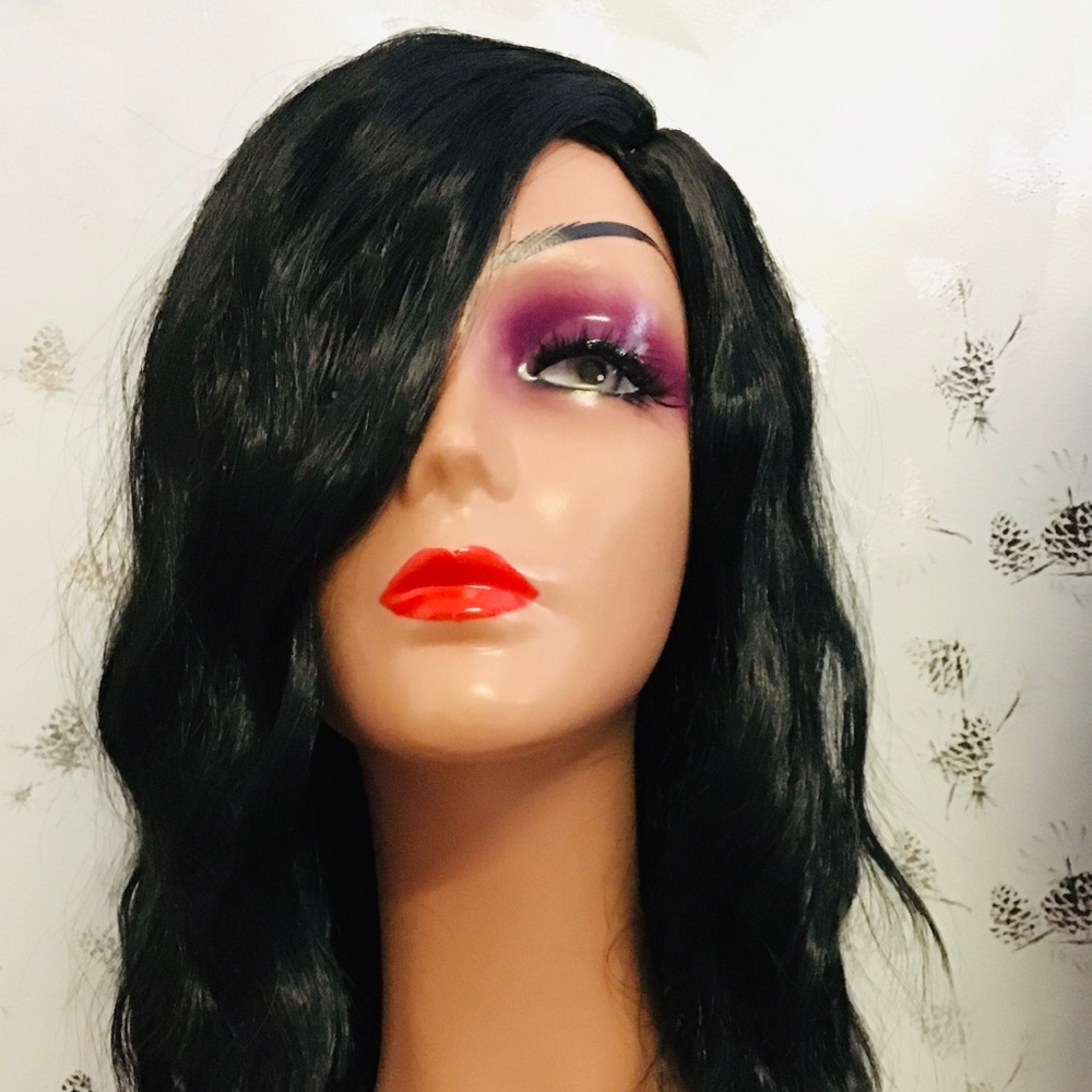 Wig Are Made Of Synthetic Hair Machine Made,  Wear It Middle Or Side
